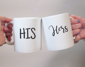 His and Hers Couples Mug Set | Coffee Cup Set for Engagement Wedding or Anniversary Gifts | Romantic and Unique Gift Mug Set for Couples