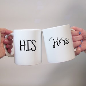 His and Hers Couples Mug Set | Coffee Cup Set for Engagement Wedding or Anniversary Gifts | Romantic and Unique Gift Mug Set for Couples