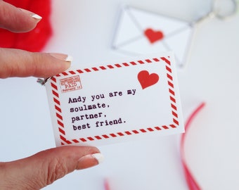 Personalised Love Letter Valentine's Keyring | Special Message Valentines Letter | Valentines Card Alternative | Personalised Love Keyring