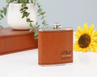 Personalised Wedding Hip Flask | Wedding Party Gifts | Best Man Gift | PU Leather Hip Flask | Wedding Gift for Usher or Groomsman