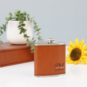 Personalised Wedding Hip Flask | Wedding Party Gifts | Best Man Gift | PU Leather Hip Flask | Wedding Gift for Usher or Groomsman