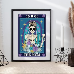 Tarot Style Wine Mum Stampa tipografica divertente / Stampa Tarocchi eccentrica / Regalo Tarocchi / Regalo Amante del Vino / Stile Tatuaggio / Arte Scheletro / Tarocchi