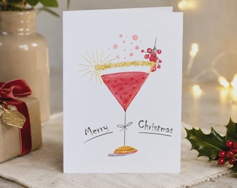 Merry Christmas Cocktail Card, Festive Drinks Design