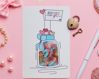 Sweet On You Valentine's Card With Sweets | Valentine's Card with Packet of Sweets | Valentine's Sweet Gift