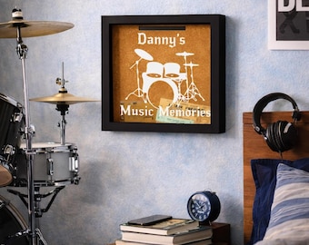 Personalised Gig Ticket Collection Box | Ticket and Wristbands Keepsake Box | Ticket Stub Collection Holder | Drums Design Gig Ticket Box