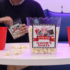 Caja de palomitas de maíz para refrigerios de noche de cine / Caja de palomitas de maíz personalizada / Noche de cine familiar / Palomitas de maíz para la noche de cita / Regalo de cumpleaños / Noche de San Valentín en