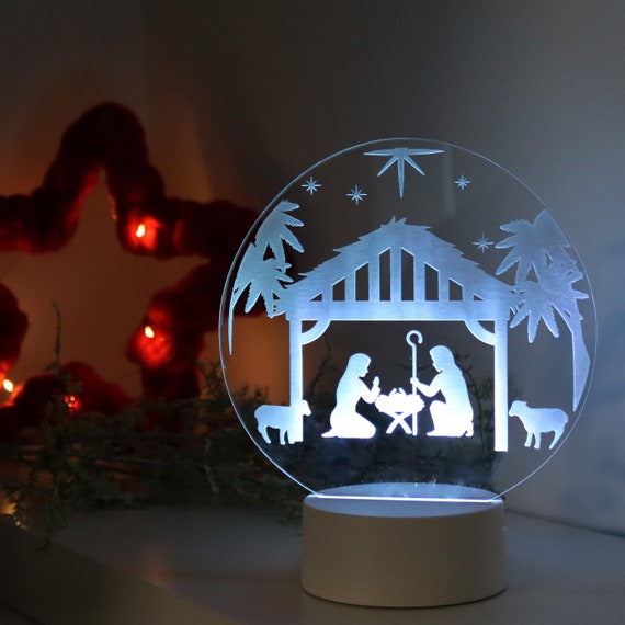 Christmas Nativity Scene LED Light Decoration Light up - Etsy
