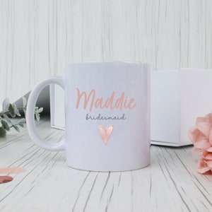 Bridesmaid Mug | Personalised Bridesmaid Gift | Wedding Mug Gift | Pink Heart Maid Of Honour | Bridal Party Gift | Bridesmaid Gift Bag