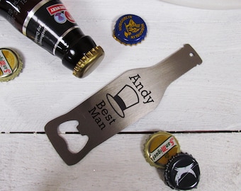 Personalised Best Man Bottle Opener | Custom Engraved Wedding Favours and Groomsmen Gifts | Unique Wedding Keepsake for Beer Lovers