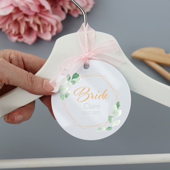 Personalised Bridal Wedding Hanger Tag Botanicalwhite Personalised