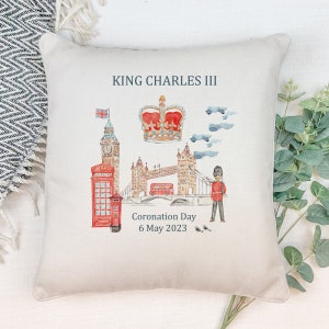 Coronation Cushion Keepsake | The Kings Coronation 2023 Commemorative Cushion | King Charles III Coronation Memorabilia | London 2023 King