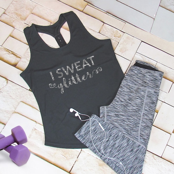 I Sweat Glitter Ladies Gym Vest | Colourful Ladies Gym Vest with I Sweat Glitter Slogan | Vibrant Workout Tank Top | Activewear