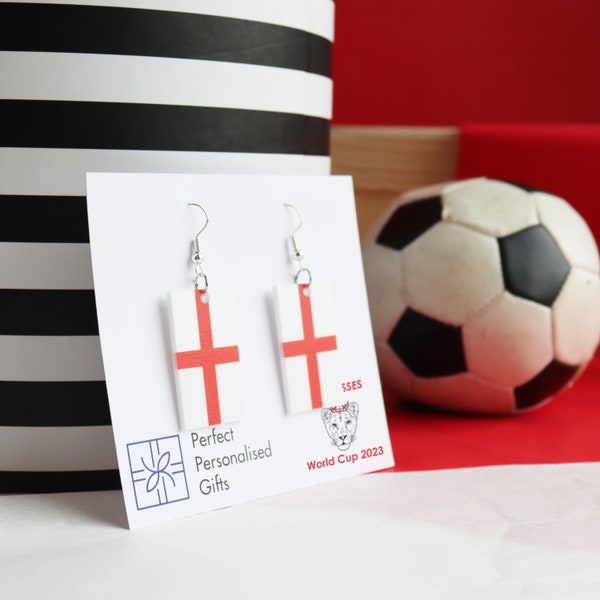 Löwin Flagge Ohrringe WM 2023 | Upcycling Acryl Bedruckte Ohrring Set Women's World Cup 2023 Support | Nachhaltiges Fußball Souvenir