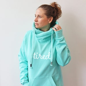 Cross Neck Luxury Hoodie | Snuggly Peppermint Hoodie | Cowl Neck Chunky Hoodie | Tired Weekend Loungewear Hoodie