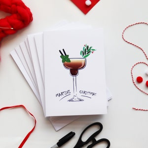 Confezione da 10 biglietti di Natale cocktail / biglietti festivi cocktail / pacchetto di cartoline di Natale / bevande natalizie cocktail festivi