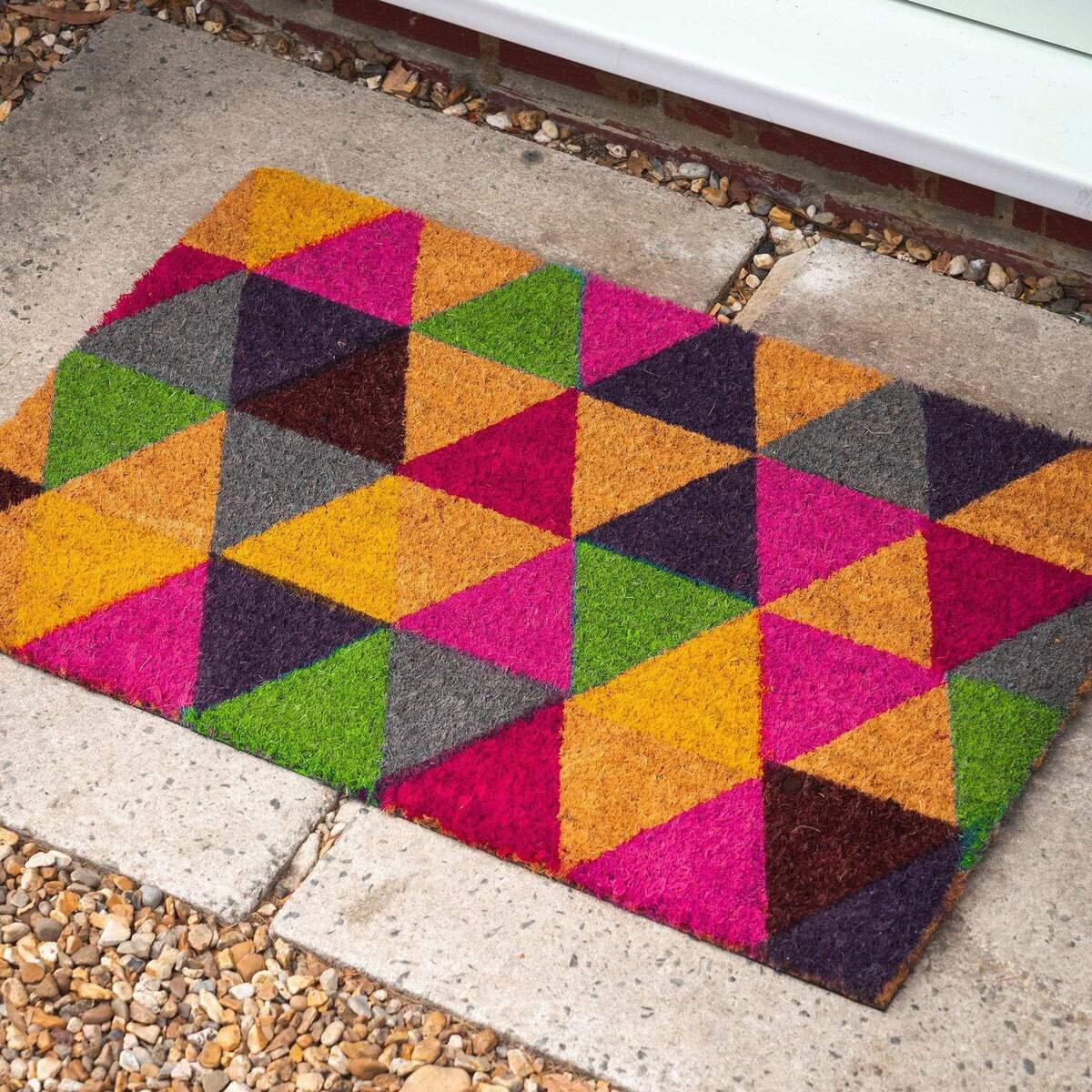 Geometric Coir Doormat Blue Tone Doormat Coir Doormat Etsy