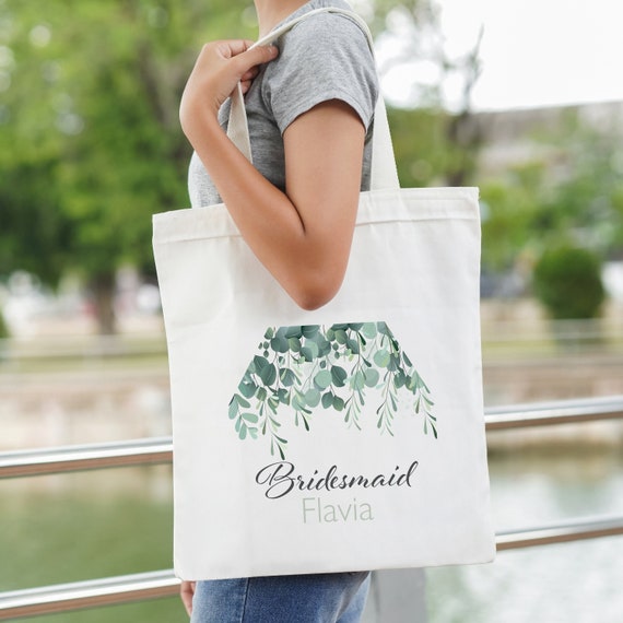 Bridesmaid Botanical Tote Bag Personalised Bridal Party Tote 