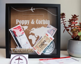 Personalised Travel Ticket Collection Box | Adventure Tickets Memory Box | Holiday Keepsakes Ticket Box Display | Valentine's Gift