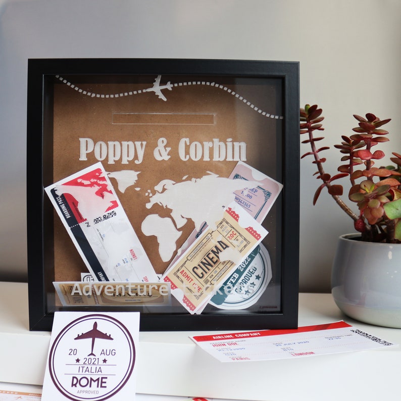 Personalised Travel Ticket Collection Box Adventure Tickets Memory Box Holiday Keepsakes Ticket Box Display Valentine's Gift imagem 1
