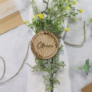 Personalised Wooden Rustic Wedding Place Setting | Wedding Place Names | Rustic Wedding Theme Favours | Engraved Oak Wedding Table Setting