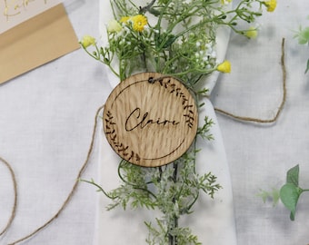 Personalised Wooden Rustic Wedding Place Setting | Wedding Place Names | Rustic Wedding Theme Favours | Engraved Oak Wedding Table Setting