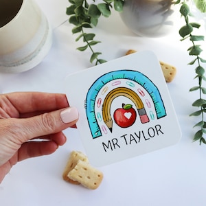 Thank You Teacher Personalised Coaster Gift | Custom Printed Appreciation Gift for Educators and Mentor | Teacher Appreciation Gift