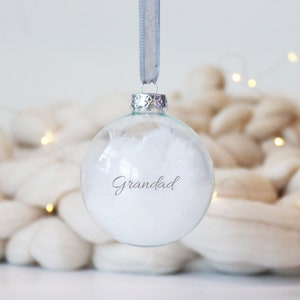Personalised Feather Memory Glass Bauble | Custom Remembrance Ornament with Name | Sympathy Keepsake for Loved Ones | Xmas Memorial Ornament