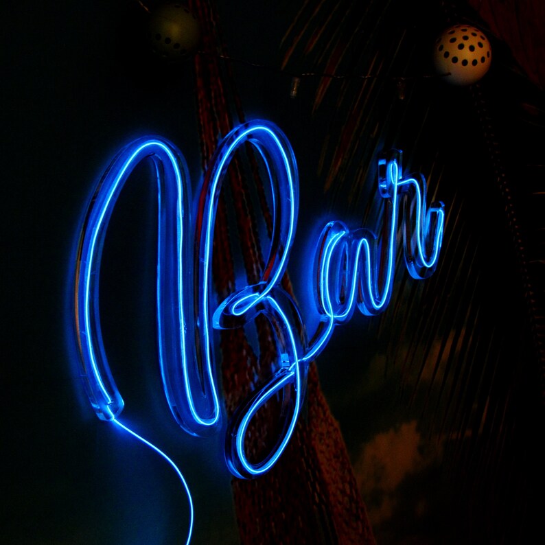 Bar Neon Sign Neon Sign Wall Art Light Up Letters Etsy