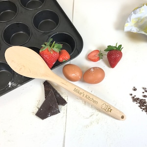 Personalised Wooden Spoon | Engraved Wooden Kitchen Spoon | Chef Gift | Loves to Cook | Birthday Gift | Gifts for Him | Gifts for Her