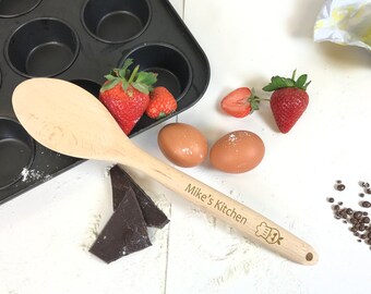 Personalised Wooden Spoon | Engraved Wooden Kitchen Spoon | Chef Gift | Loves to Cook | Birthday Gift | Gifts for Him | Gifts for Her