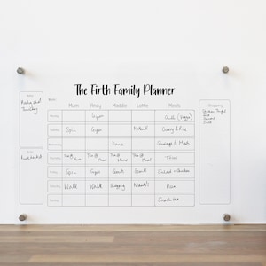Family Wall Planner Simple Black | Personalised Family Organiser Dry Wipe | Family Calendar Personalised House Warming Gift | Weekly Planner