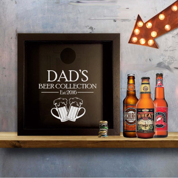 Boîte personnalisée de collection de capsules de bière | de collection avec bouchon de bouteille pour homme des cavernes | Décoration de bar à domicile | Cadeau amateur de bière | Idées pour la fête des pères