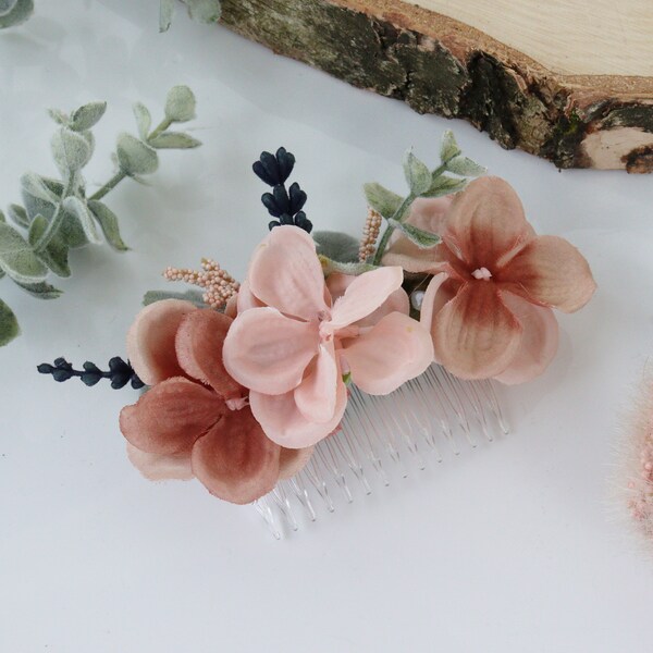 Blush Pink And Peach Bridal Flower Hair Comb | Decorative Floral Wedding Comb | Floral Wedding Hair Slide | Wedding Hair | Bridal Party Hair