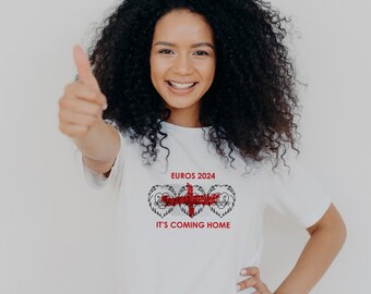 Womens Euros 2024 Tshirt | Football Support T-Shirt | England T-Shirt It's Coming Home | 3 Lions of a Shirt T-Shirt