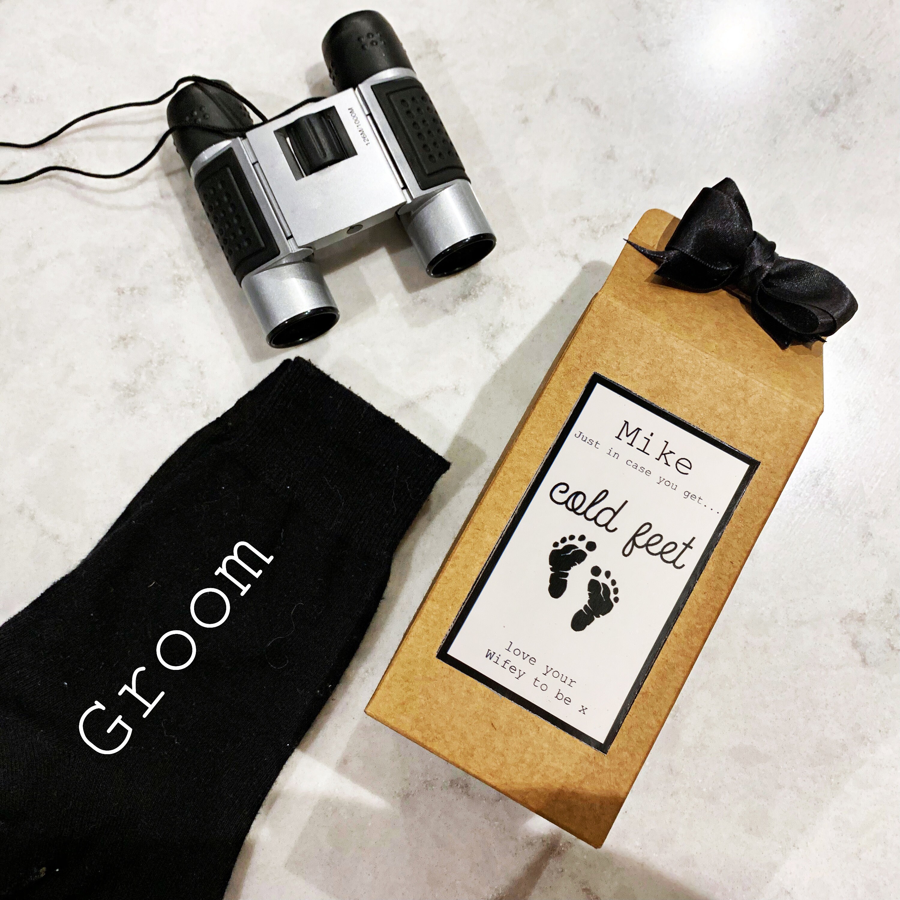 Image of Personalised Groom Wedding Socks, Socks Gift Box, Cold Feet Joke, Gift