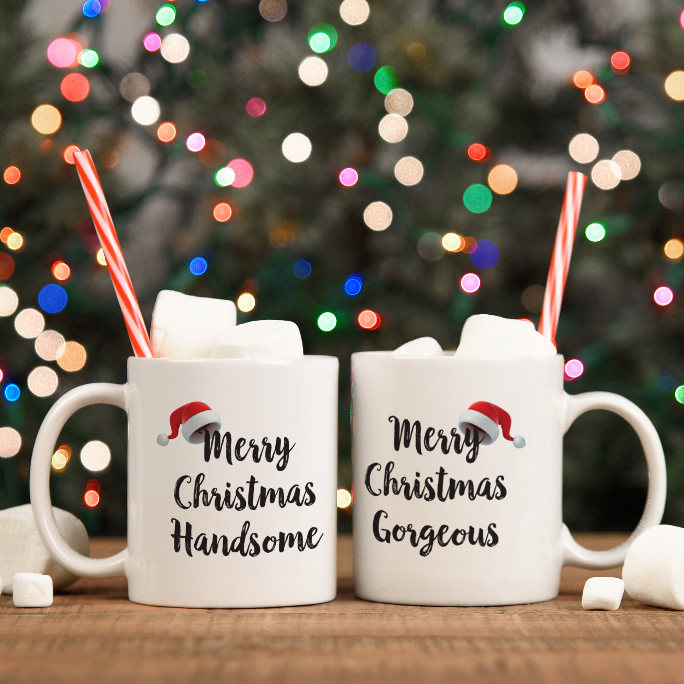 Couples Christmas Mug Set Novelty Christmas Mug Set Mr & Mrs Mugs