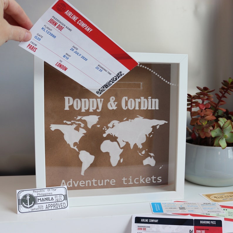 Personalised Travel Ticket Collection Box Adventure Tickets Memory Box Holiday Keepsakes Ticket Box Display Valentine's Gift imagem 8