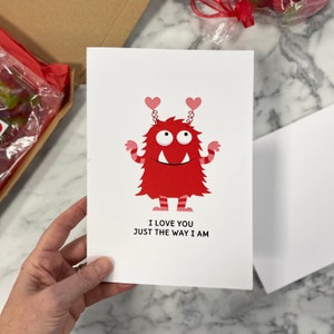 Ich liebe dich genau so wie ich Valentinstagskarte | Lustige Monster Valentinskarte | Valentinstag Grußkarte | Karte für Freundin oder Freund