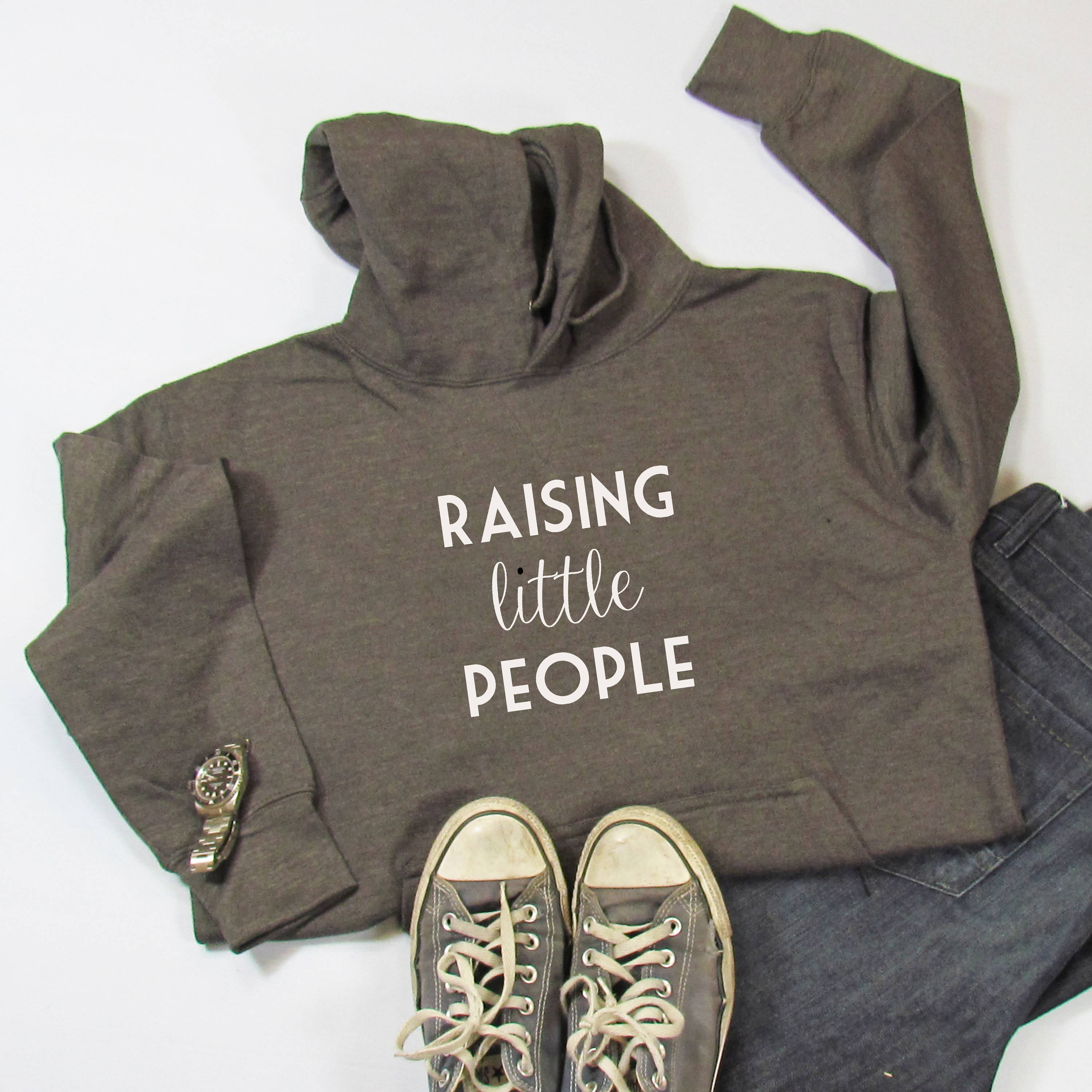 Image of Raising Little People Hoodie, Father's Day Statement Dad Gift, New Dad, Fatherhood, Dads Hoodie