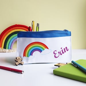 Personalisierte Regenbogen Federmäppchen | Rosa Federmäppchen | Back to School Kinder Personalisierte Schreibwaren