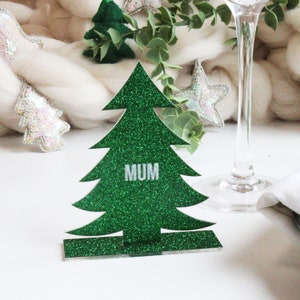 Personalised Christmas Tree Personalised Place Setting | Sparkling Dining Arrangement | Elegant Table Setting | Shimmering Tree Table Names