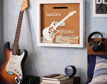 Gig Ticket Collection Box | Guitar Gig Tickets Display Box | Festival Wristband Keepsake Box | Music Gig Stub | Birthday Gift | Fathers Day