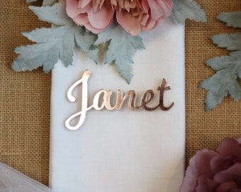 Rose Gold Acrylic Name Place Table Settings | Mirror Place Settings for Wedding | Rose Gold Wedding Theme | Classic Wedding | Bridal Shower