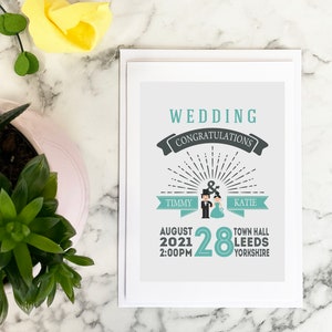Personalised Wedding Day Card | Wedding Details Keepsake Wedding Card | Personalised Greeting Card for Wedding | Wedding Gift | Keepsake