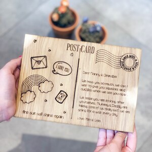Personalisierte Postkarte aus Holz | Andenken Postkarte aus Holz | Briefkasten Geschenk | Personalisierte Postkarte | Vatertagsgeschenk | Geburtstagsbotschaft
