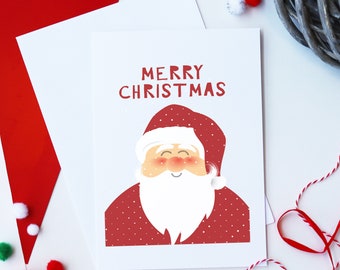 Merry Christmas Santa Card | Festive Santa Card | Christmas Card Santa Design | Kids Christmas Card | Santa Theme Greetings Cards