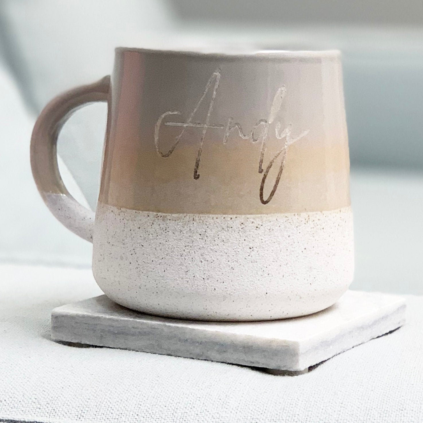 Mug Émaillé Gris Grès Ombre | Cadeaux de La Fête Des Mères Cadeau Pères Mug en Pierre Gravée Personn