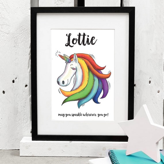 Unicorn Personalised Children's Quote Picture Print Name Wall Art Gift UNFRAMED 