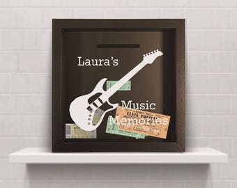 Gig Ticket Collection Box | Guitar Gig Tickets Display Box | Festival Wristband Keepsake Box | Music Gig Stub | Birthday Gift | Fathers Day