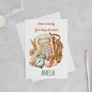 Tarjeta de regreso a la escuela / Estilo de mochila Tarjeta de regreso a la escuela personalizada / Tarjeta de felicitación hecha a mano Diseño de mochila escolar